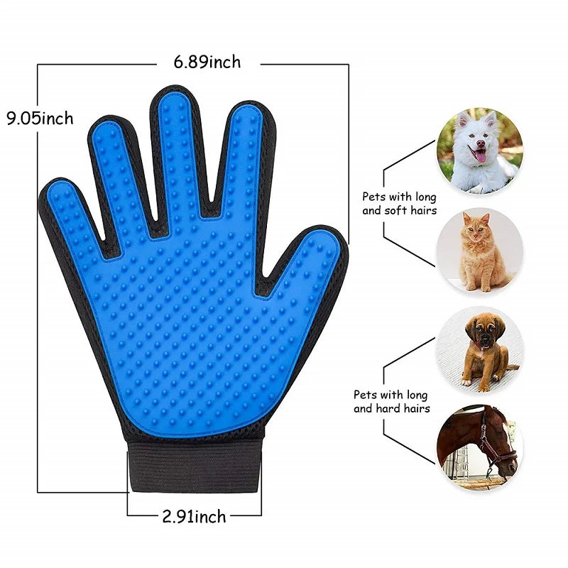 Gant de toilettage pour chat et chien - Brosse anti-poils