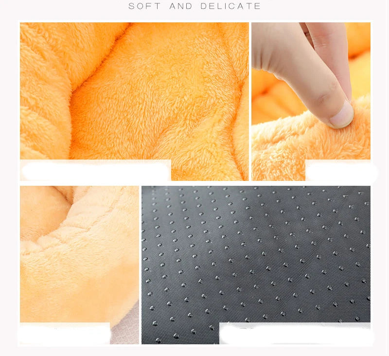 Panier donut pour chien et chat - Niche moelleuse en coton, coussin fausse fourrure