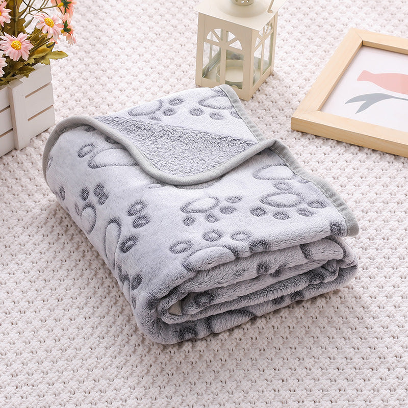 Plaid polaire pour chat et chien, motif pattes, flanelle douce et chaude