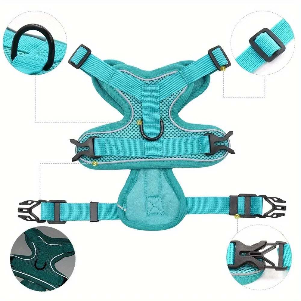 Harnais anti-traction pour chien avec laisse - Réglable et réfléchissant