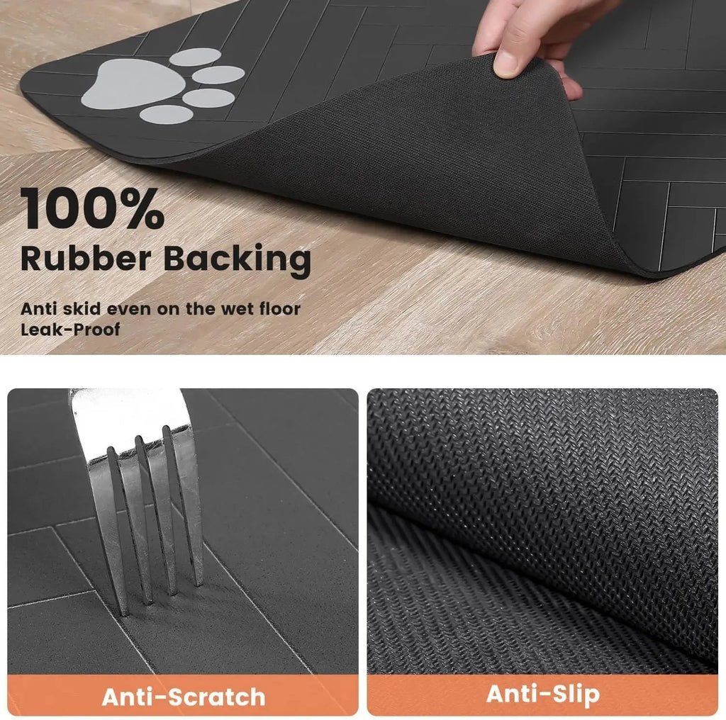 Tapis anti-dégât pour gamelle chat et chien - Silicone imperméable