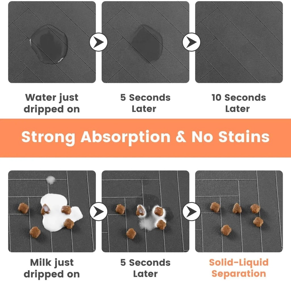 Tapis anti-dégât pour gamelle chat et chien - Silicone imperméable