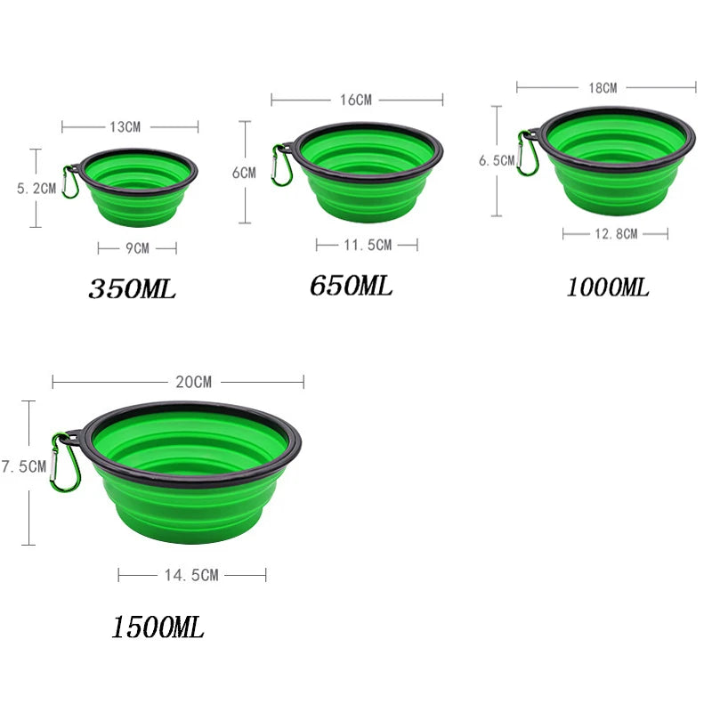 Gamelle pliable 2 en 1 pour chien et chat - Silicone avec mousqueton