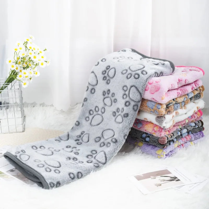 Couverture polaire pour chat et chien - Douce et imprimé pattes