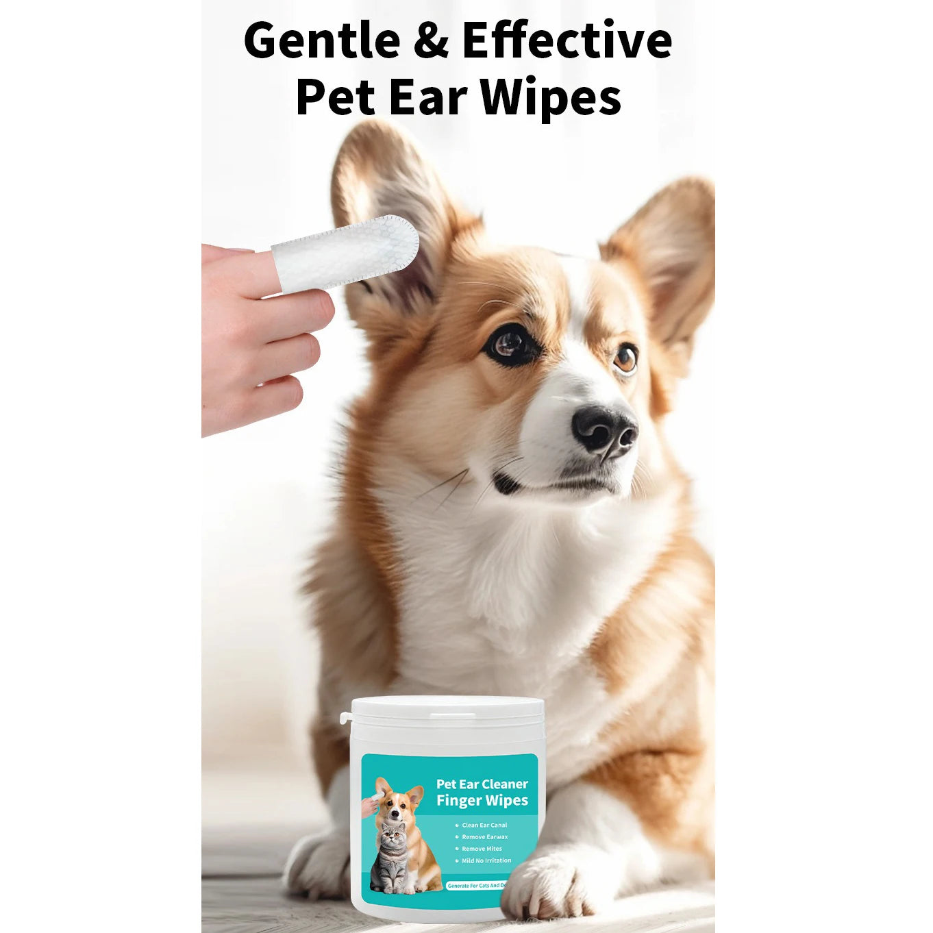Lingettes nettoyantes pour oreilles chien et chat