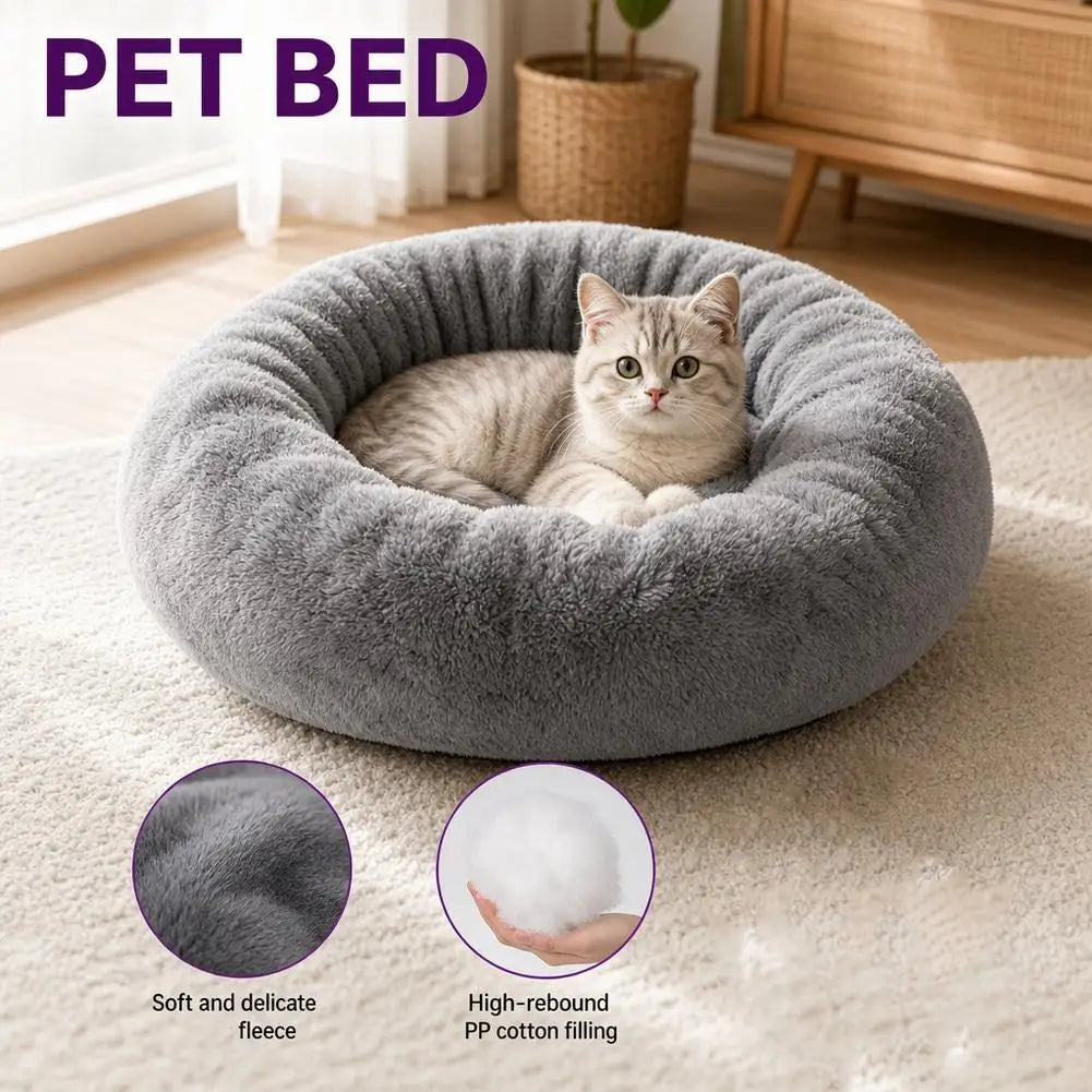 Panier rond moelleux pour chat et chien - Coussin douillet toutes saisons