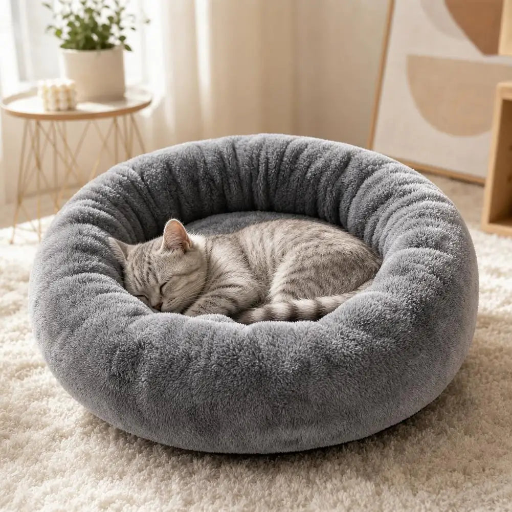 Panier rond moelleux pour chat et chien - Coussin douillet toutes saisons
