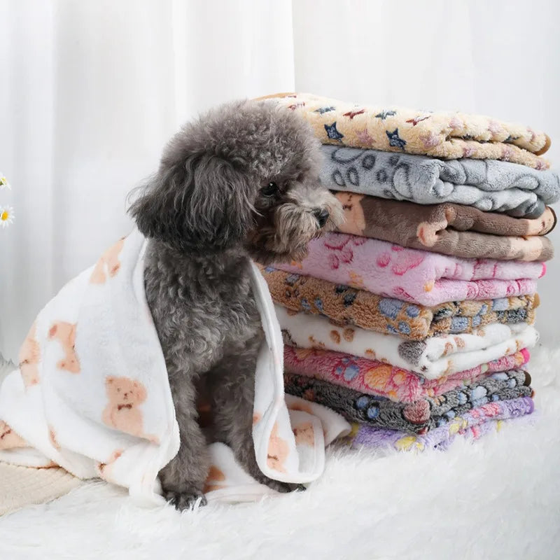 Couverture polaire douce pour chat et chien, motif pattes