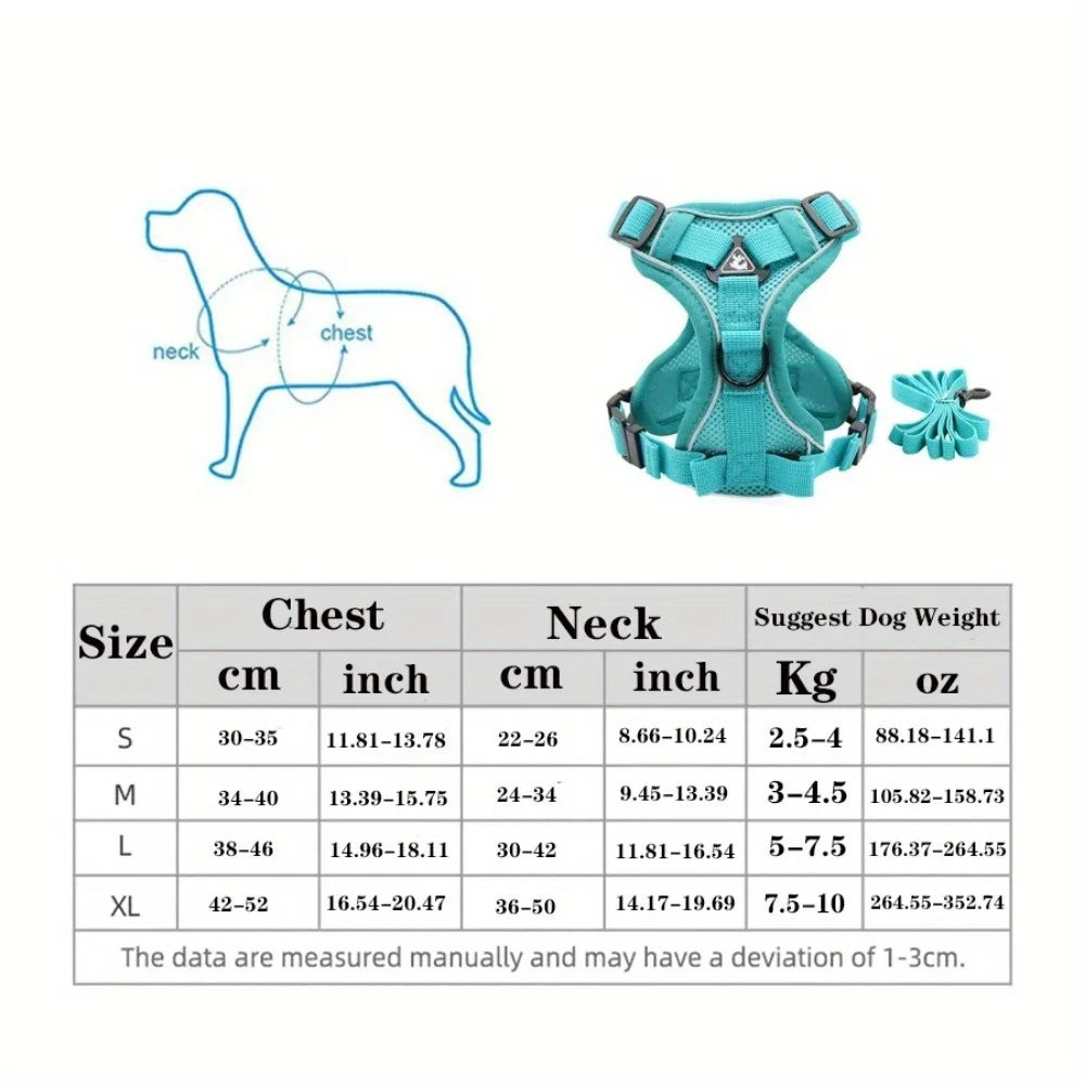 Harnais anti-traction pour chien avec laisse - Réglable et réfléchissant