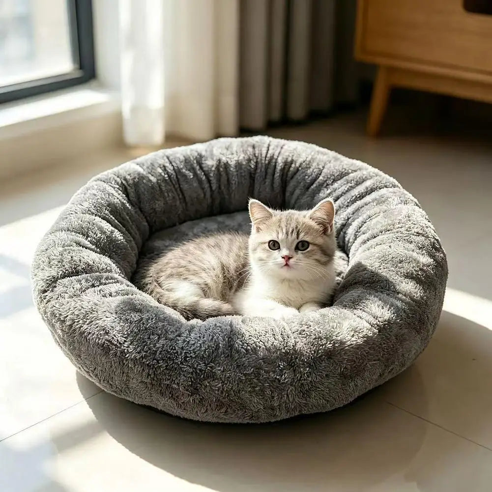 Panier rond moelleux pour chat et chien - Coussin douillet toutes saisons