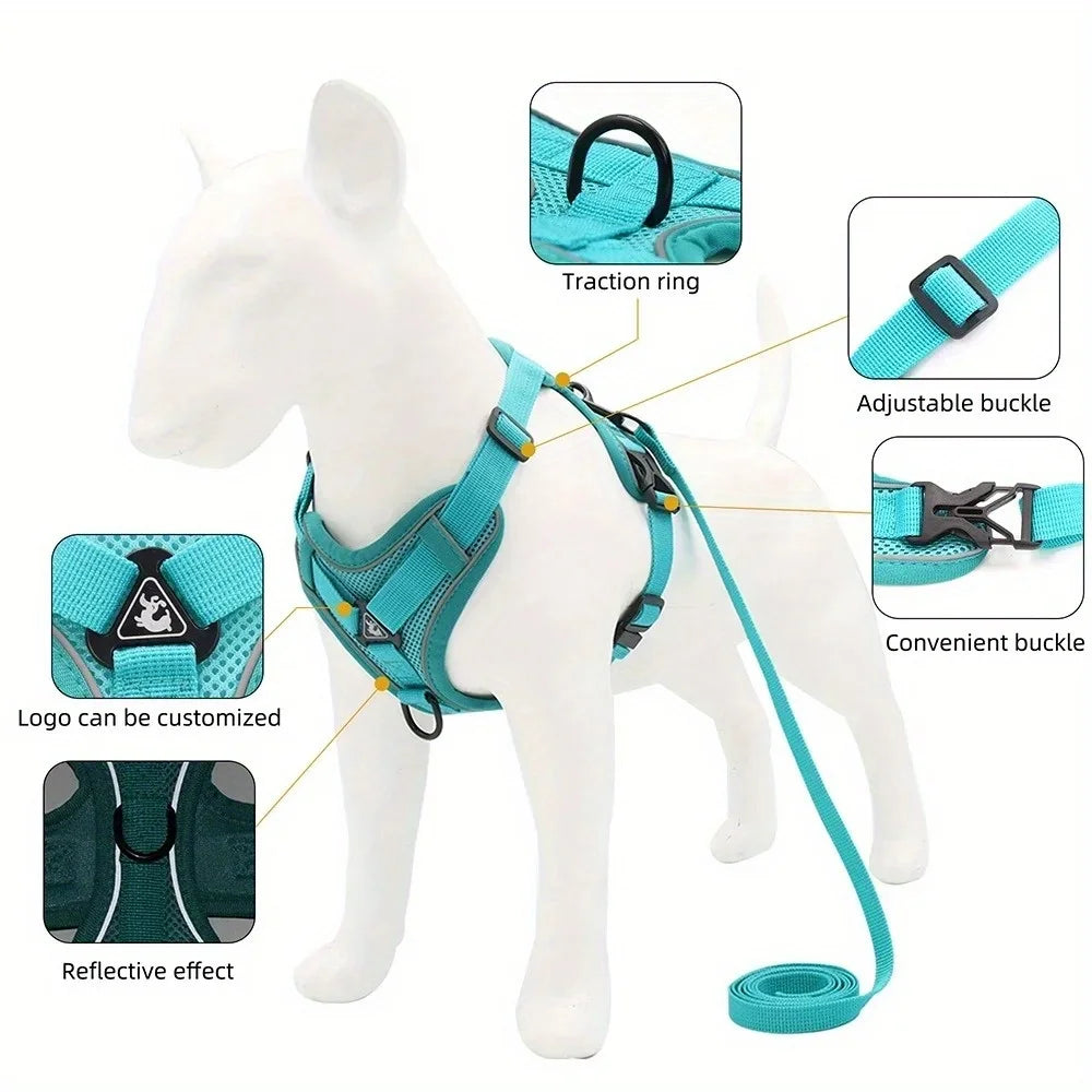 Harnais anti-traction pour chien avec laisse - Réglable et réfléchissant