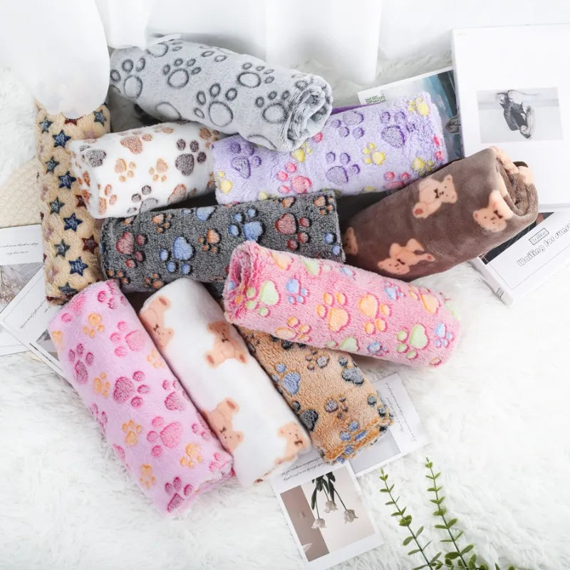 Couverture polaire pour chat et chien - Douce et imprimé pattes